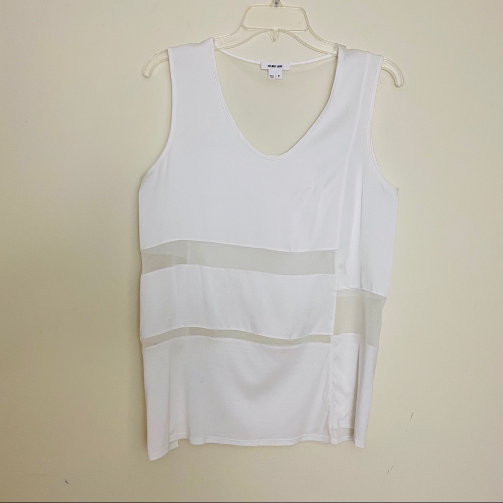 HELMUT LANG White Sheer Panel Tank Top Sz P (XS/S)